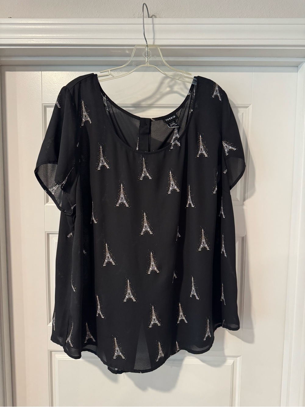 torrid Black Eiffel Tower Sparkle Chiffon Blouse
